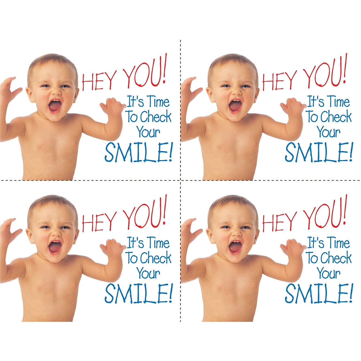 Medical Arts Press® Dental Postcards; for Laser Printer; Hey You! Smile Baby, 100/Pk