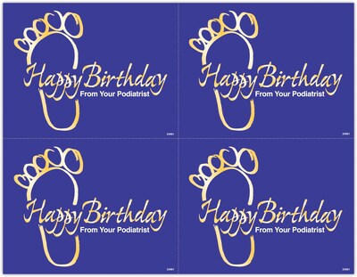 Podiatry Laser Postcards; Happy Birthday Gold Foot, 100/Pk