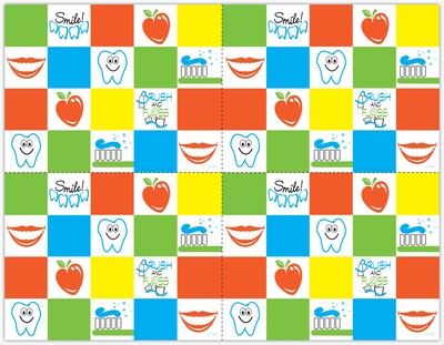 Graphic Image Postcards; for Laser Printer; Primary Color Dental Icon Grid, 100/Pk