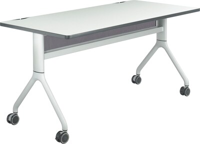 Safco® Rumba™ Rectangle Table, Designer White with Silver Base, 29 1/2H x 72W x 24D