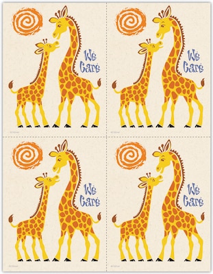 Graphic Image Postcards; for Laser Printer; We Care Giraffes, 100/Pk