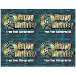Chiropractic Postcards; for Laser Printers; Happy Birthday From Your Chiropractor, Green/Gold