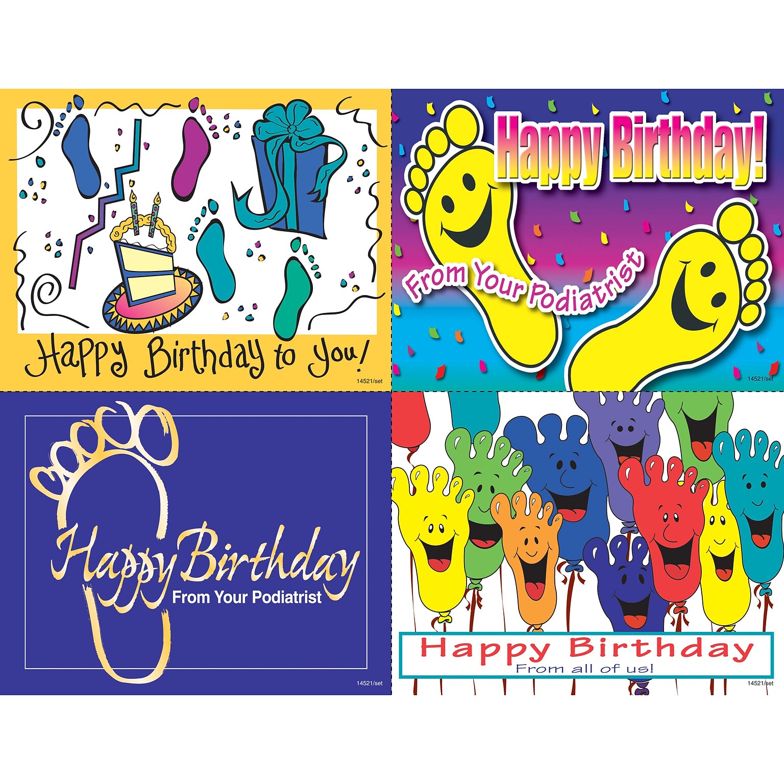 Podiatry Assorted Postcards; for Laser Printer; Happy Birthday Feet, 100/Pk