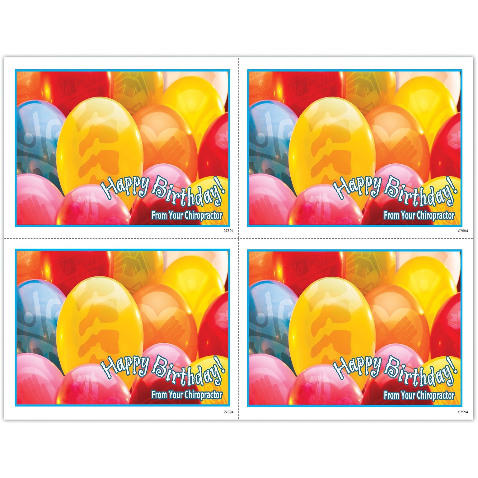 Photo Image Postcards; for Laser Printer; Birthday Balloons with Spines, 100/Pk