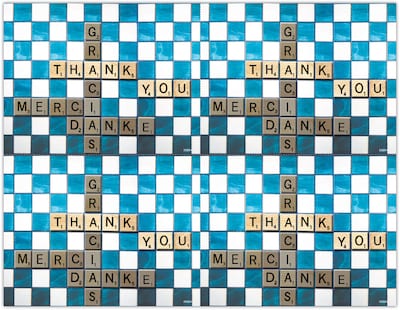 Graphic Image Laser Postcards, Scrabble Thank You, 100/Pk