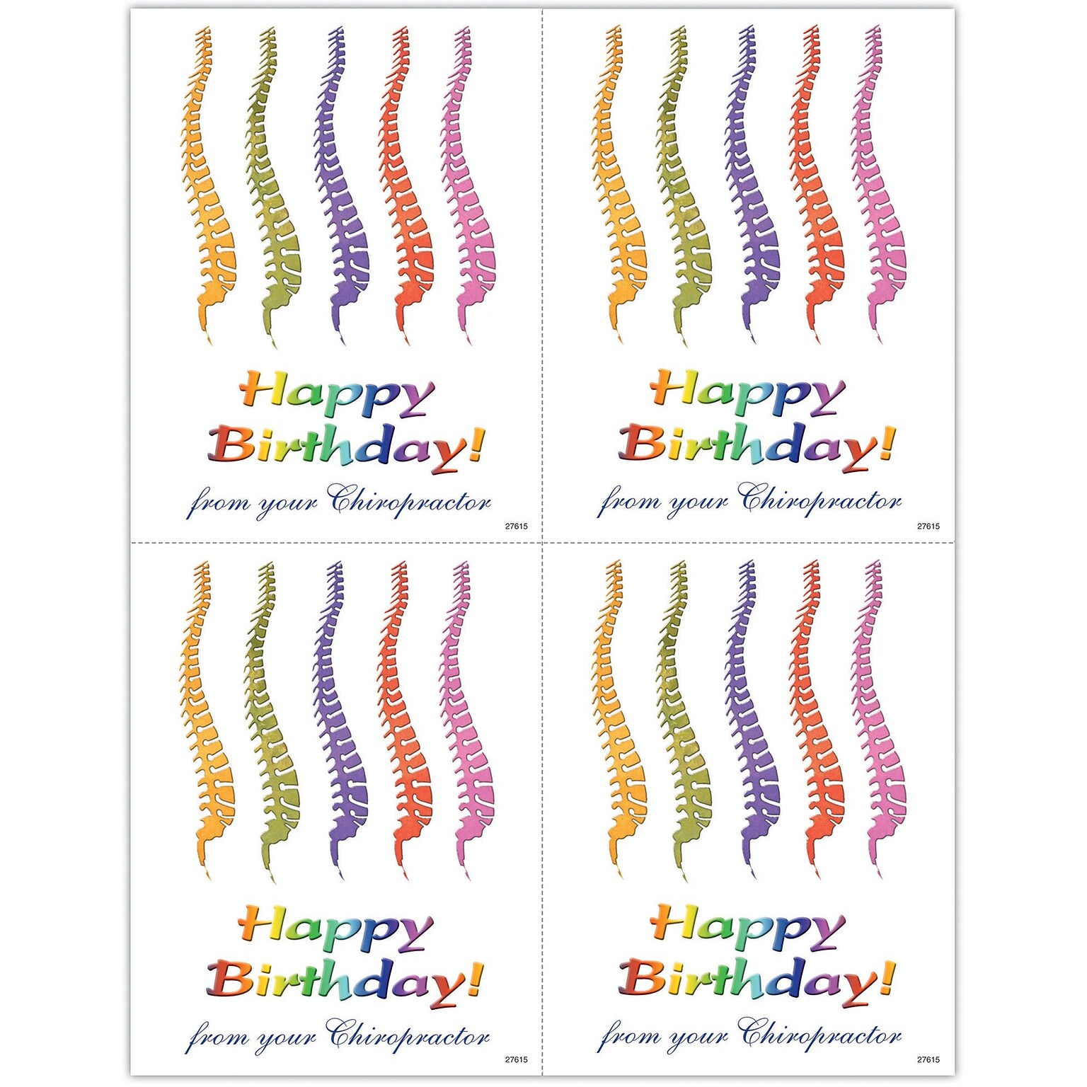 Graphic Image Postcards; for Laser Printer; Colorful Spines Birthday, 100/Pk