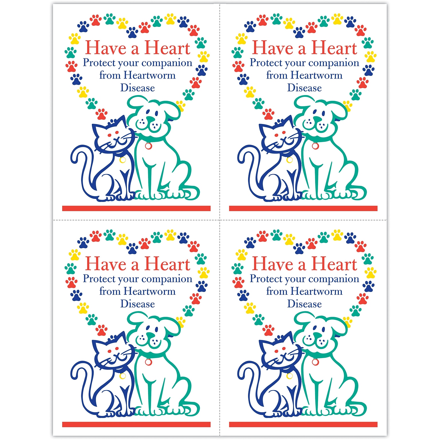 Preventive Postcards; for Laser Printer; Have a Heart, 100/Pk