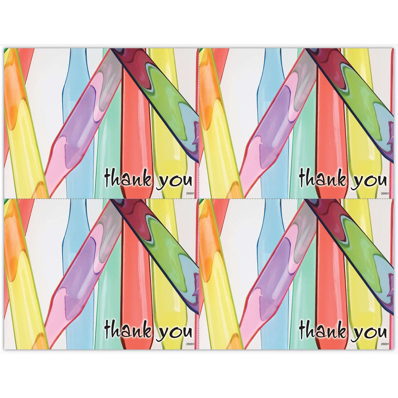 Graphic Image Postcards; for Laser Printer; Thank You, Brush Handles, 100/Pk