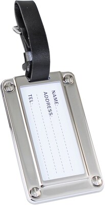 Natico Luggage Tag With Leather Strap, Silver