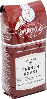 Papa Nicholas® Premium Coffee; French Roast, 11oz/Bag, 6 Bags/Case