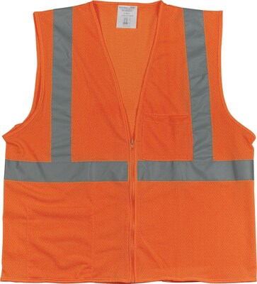 Protective Industrial Products High Visibility Sleeveless Safety Vest, ANSI Class R2, Orange, 2XL (302-0702Z-OR/2X)