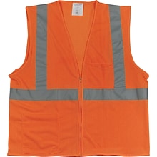 Protective Industrial Products High Visibility Safety Vest, ANSI Class R2, Orange, Large (302-0702ZO