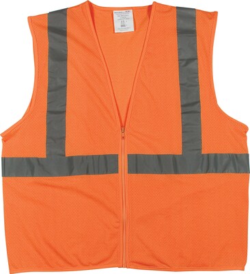 Protective Industrial Products High Visibility Sleeveless Safety Vest, ANSI Class R2, Orange, Large (302-MVGZOR-L)