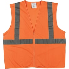 Protective Industrial Products High Visibility Sleeveless Safety Vest, ANSI Class R2, Orange, Large