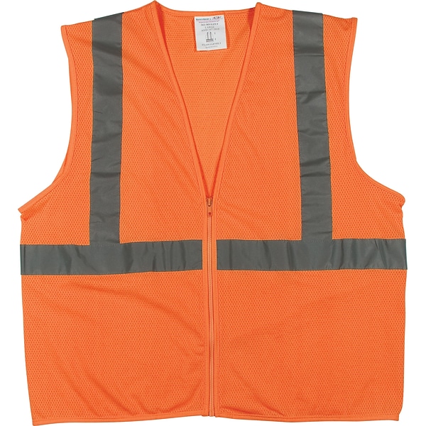 Protective Industrial Products Safety Vest, ANSI Class R2, Orange, Large (302-MVGZOR-L)