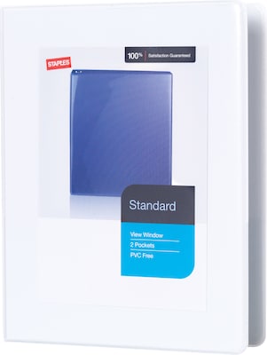 Staples® Standard 1 3 Ring Mini View Binder, White (26457)