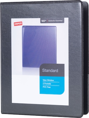 Staples® Standard 1 3 Ring Mini View Binder, Black (26454)