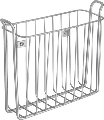 InterDesign Classico Wallmount Magazine Rack, Silver