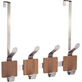 InterDesign® Formbu Over The Door 4 Double Hook Rack, Bamboo/Brushed Stainless Steel