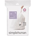 simplehuman® High Density Trash Bags; Code M, 12 Gallon, Drawstring, Extra Heavy, 200/Box