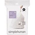 simplehuman 13-16 Gallon Drawstring Trash Bags, High Density 1.18 mil, 20 Bags/Pack, 10 Packs/Box (CW0175)