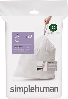 simplehuman® High Density Trash Bags; Code C, 3 Gallon, Drawstring, Extra Heavy, 240/Box