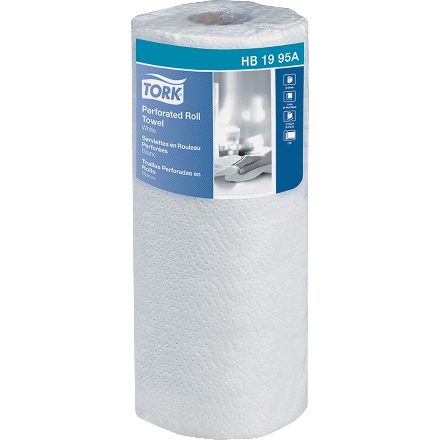 Tork Jumbo Perforated Paper Towel Roll, White, 210 Sheets/Roll, 12 Rolls/Carton (HB1995A)