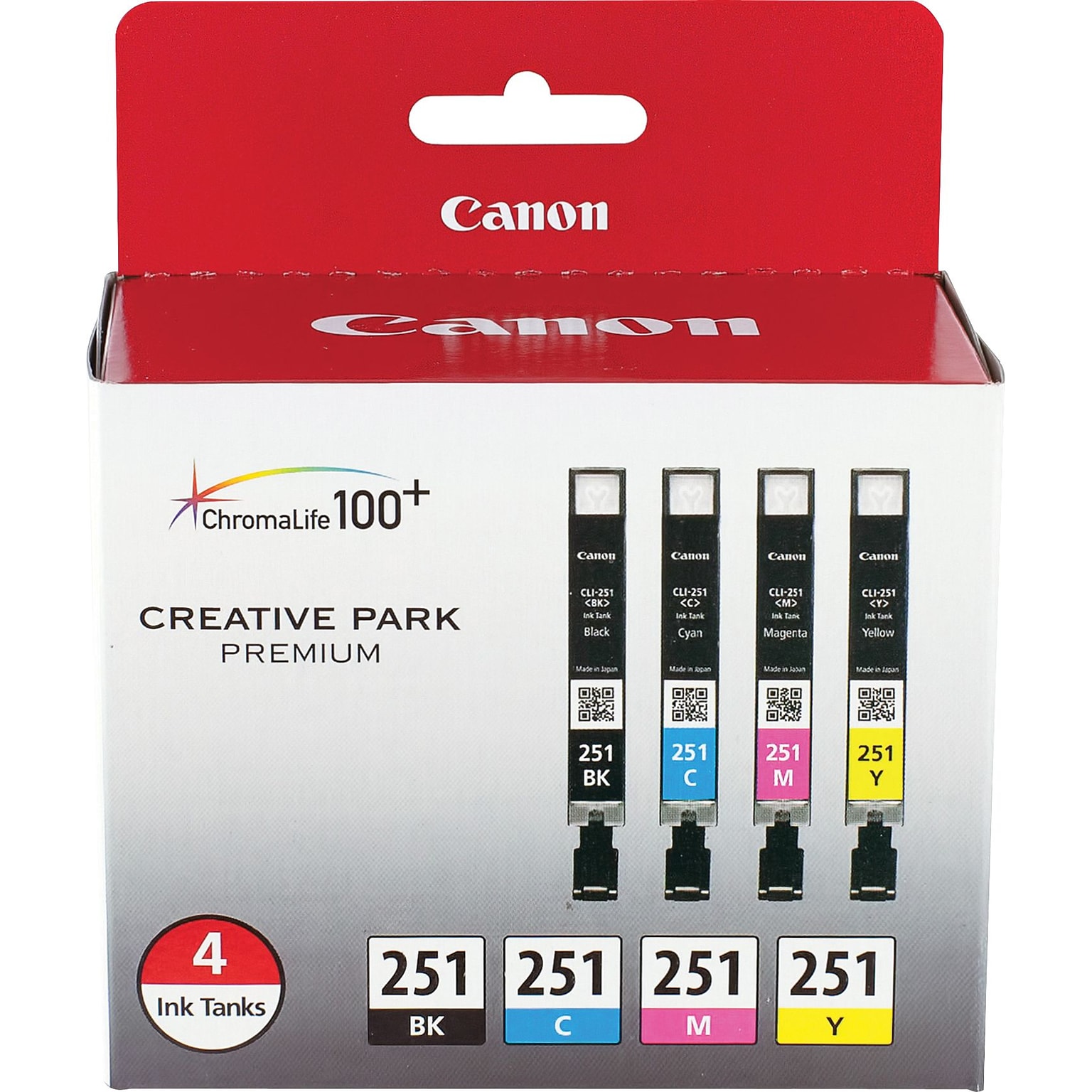 Canon 251 Black/Cyan/Magenta/Yellow Ink Cartridge, 4/Pack   (6513B004)