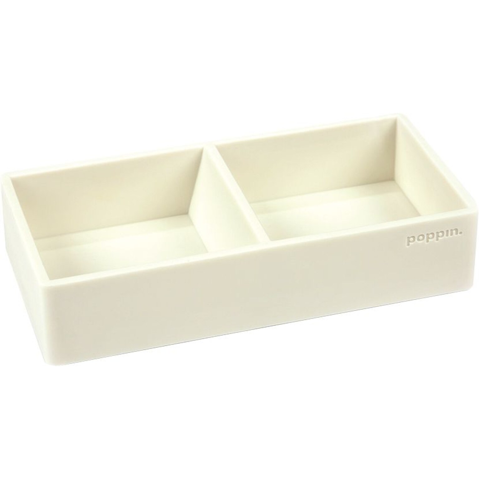 Poppin Softie This + That 2-Compartment Silicone Accessory Tray, White (100439)