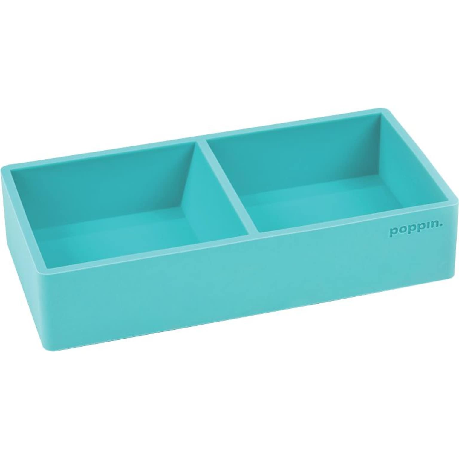 Poppin This + That 2-Compartment Silicone Accessory Tray, Aqua (100440)