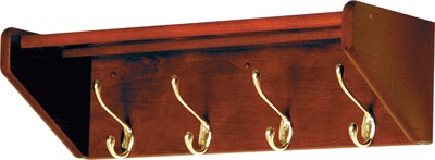 Wooden Mallet Coat and Hat Rack in Hook Style; 4-Hooks, Mahogany