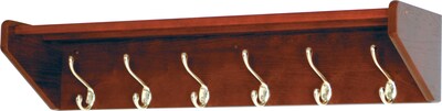 Wooden Mallet Coat and Hat Rack in Hook Style; 6-Hooks, Mahogany
