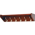 Wooden Mallet Coat and Hat Rack in Hook Style; 6-Hooks, Mahogany