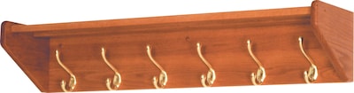 Wooden Mallet Coat and Hat Rack in Hook Style; 6-Hooks, Medium Oak