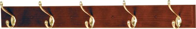 Wooden Mallet Coat Rack in Hook Style; 5-Hooks, Mahogany