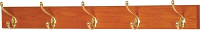Wooden Mallet Coat Rack in Hook Style; 5-Hooks, Medium Oak
