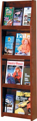 Wooden Mallet Full-View Wall-Mounted Literature Display; 12-Pocket, Mahogany Finish, 49x15x4-3/4