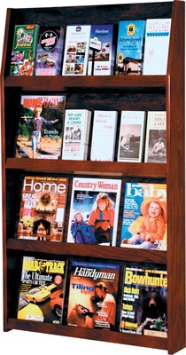 Wooden Mallet Full-View Wall-Mounted Literature Displays; 24-Pocket, Mahgny Finish, 49x28-1/2x4-3/4