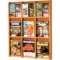 Wooden Mallet Oak & Acrylic Literature Display Racks; 9-Magazine/18 Brochure, Medium Oak