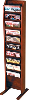 Wooden Mallet Solid Wood Literature Display Units; 49x12x12, Mahogany, 10-Pkt, Free-Standing