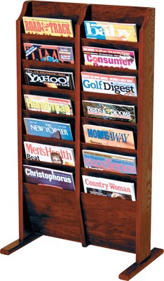 Wooden Mallet Solid Wood Literature Display Units; 37x22x12, Mahogany, 14-Pkt, Free-Standing