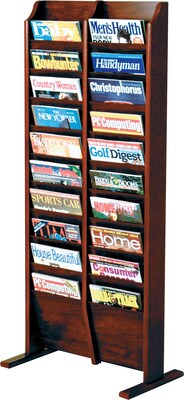 Wooden Mallet Solid Wood Literature Display Units; 49x22x12, Mahogany, 20-Pkt, Free-Standing