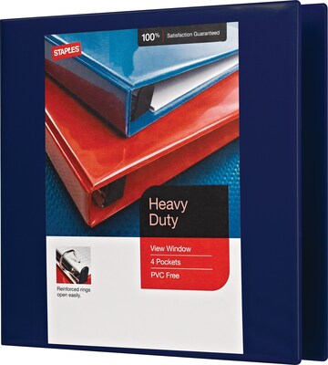 3 Heavy-Duty View Binder with D-Rings, Navy