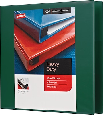 2 Heavy-Duty View Binders with D-Rings, Green