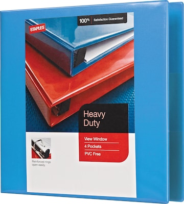 Staples® Heavy Duty 2 3 Ring View Binder with D-Rings, Light Blue (26350)