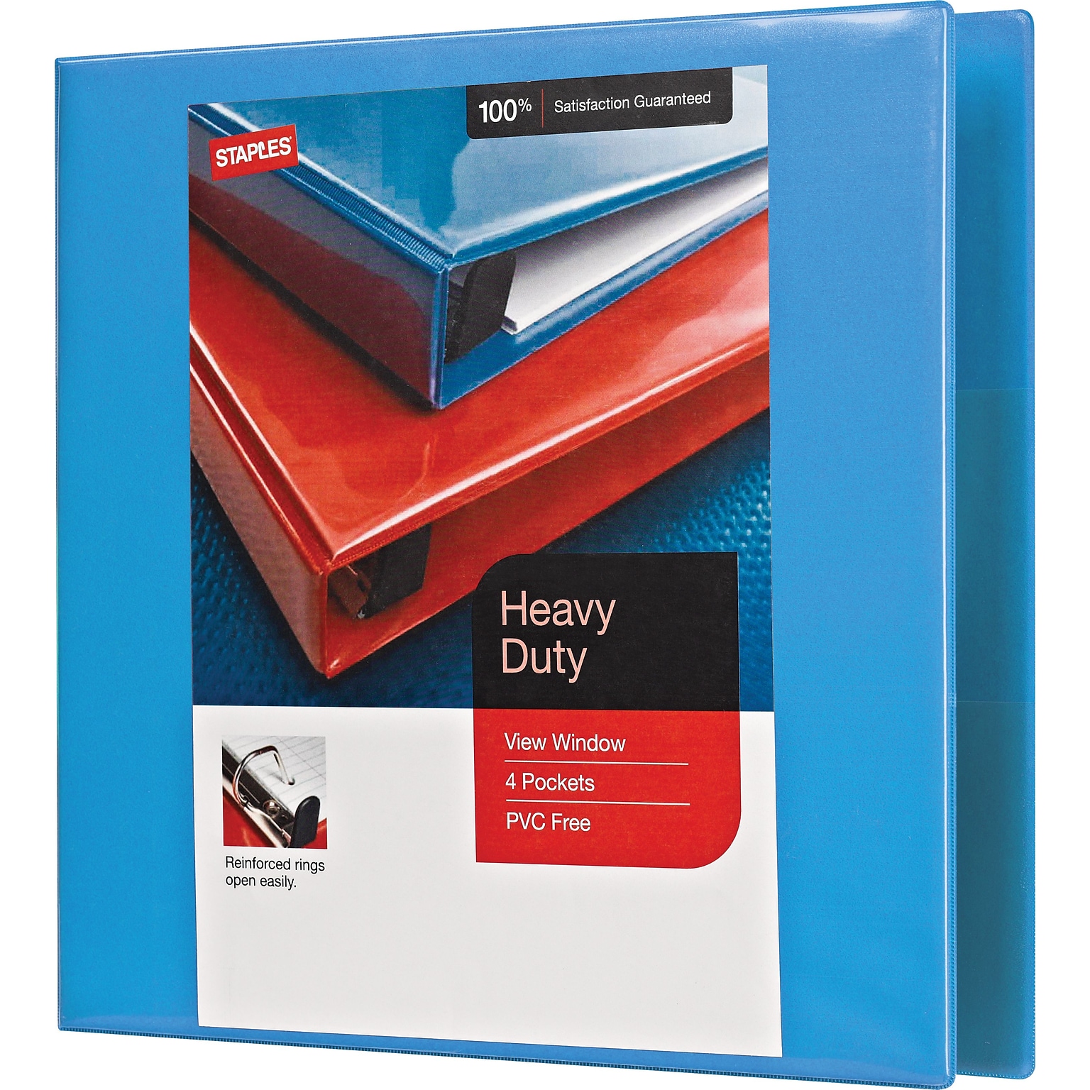 Staples® Heavy Duty 2 3 Ring View Binder with D-Rings, Light Blue (26350)