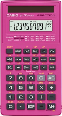 Casio FX260SLRS Pink Solar Scientific Calculator, 144 built-in functions