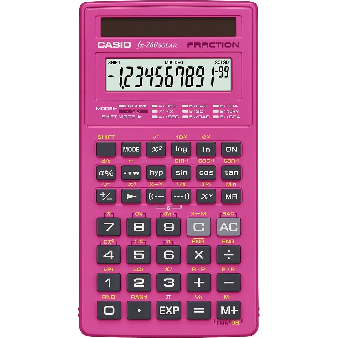 Casio Fx260slrs Pink Solar Scientific Calculator 144 Built In Functions Quill Com