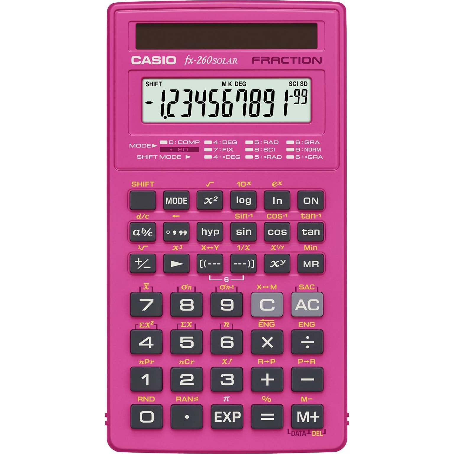 Casio FX260SLRS Pink Solar Scientific Calculator, 144 built-in functions