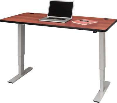 Safco 60 x 30 Electric Height-Adjustable Table, Cherry Top, Gray Base